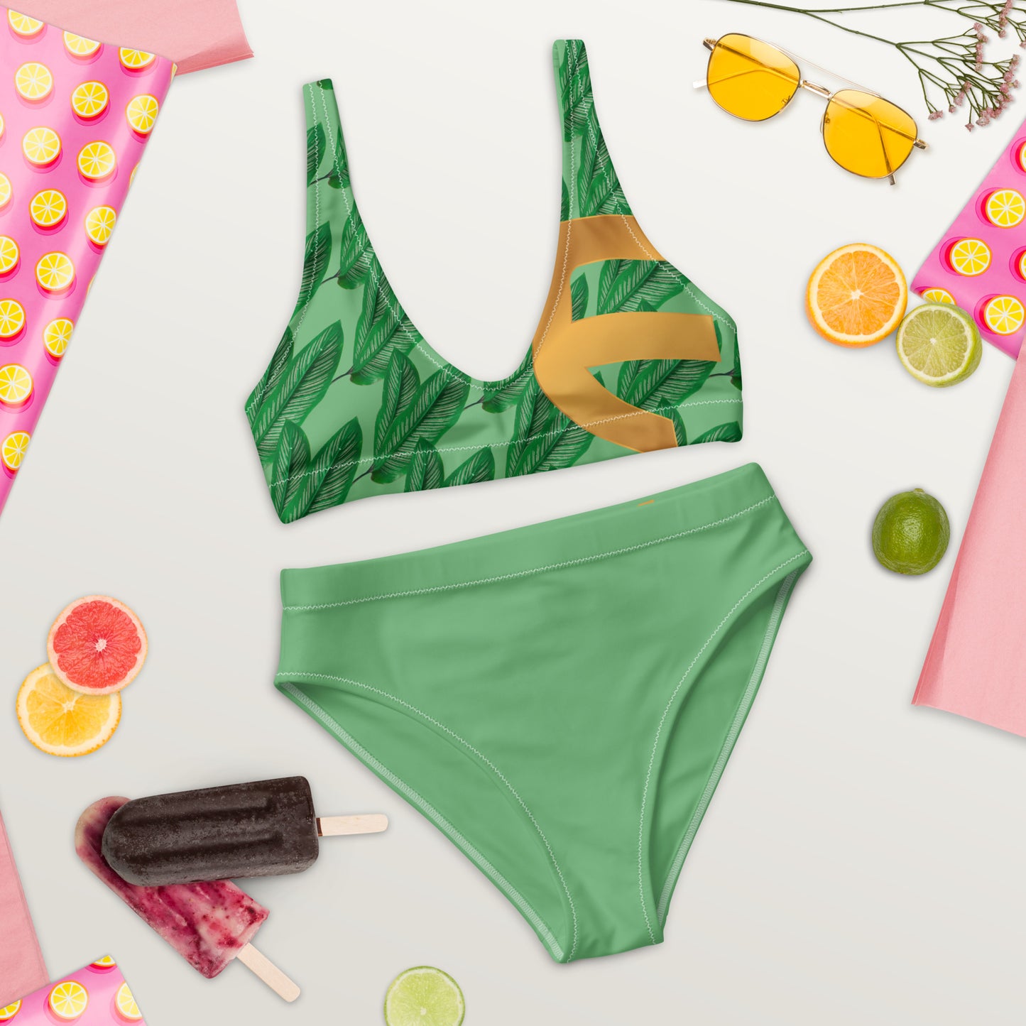 Logo w/Design Recycled high-waisted bikini