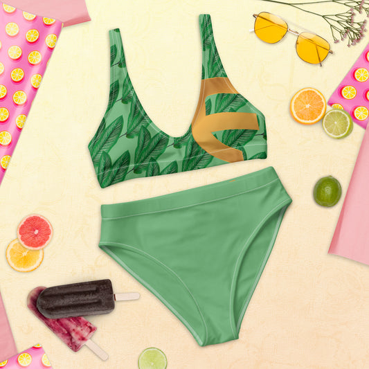 Logo w/Design Recycled high-waisted bikini